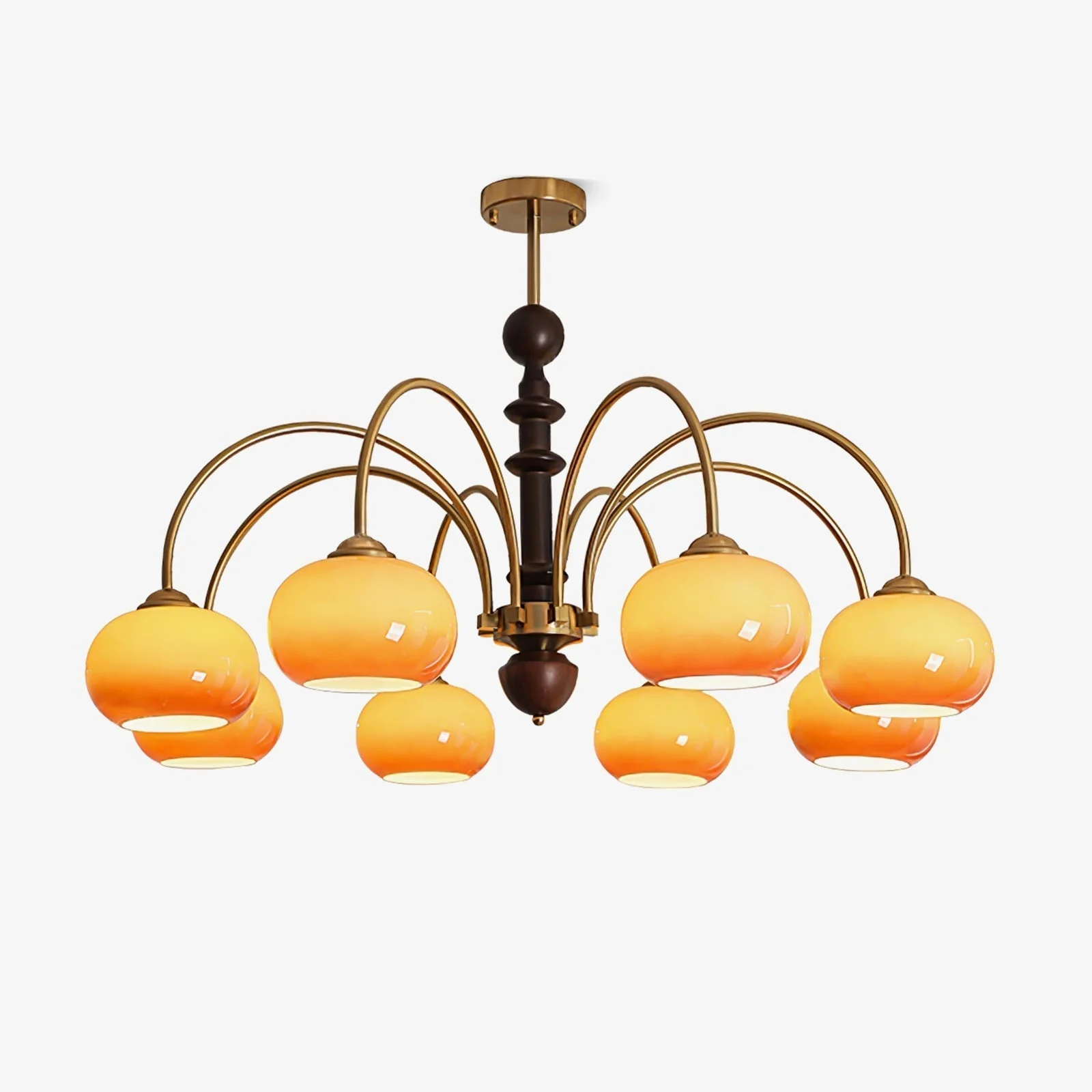 Lustra Chandelier Brass Glass Persimmon Shape