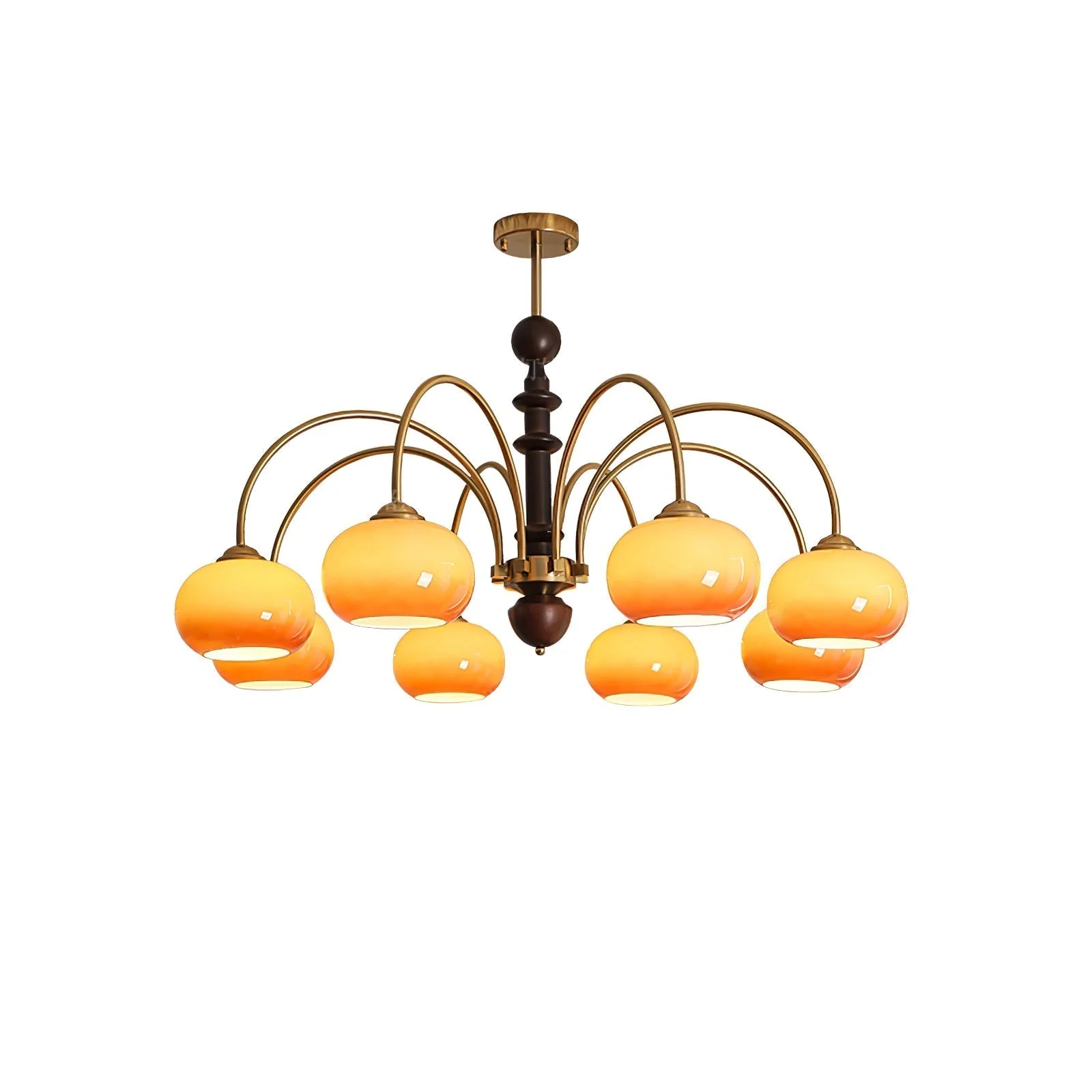 Lustra Chandelier Brass Glass Persimmon Shape - Image 14