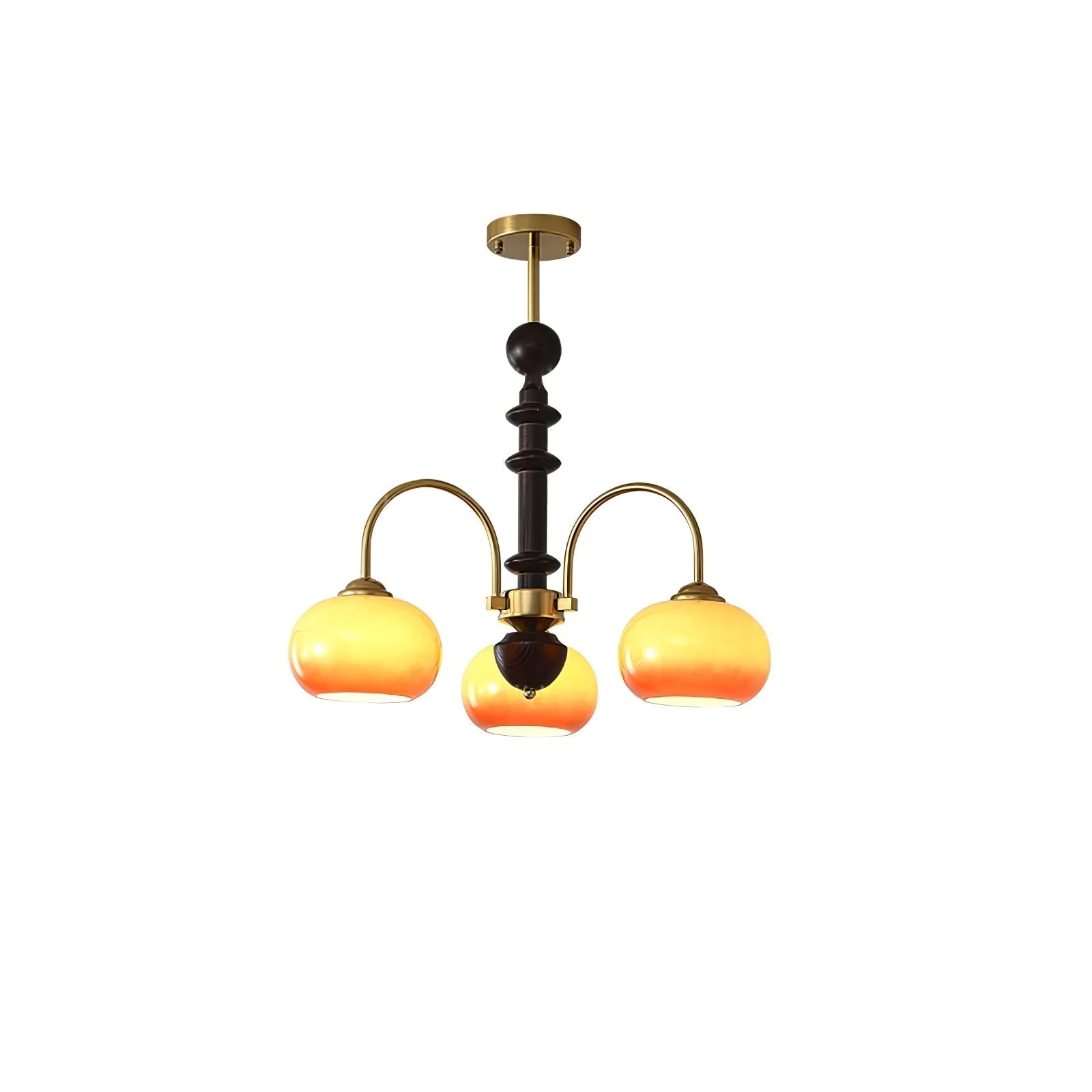 Lustra Chandelier Brass Glass Persimmon Shape - Image 15