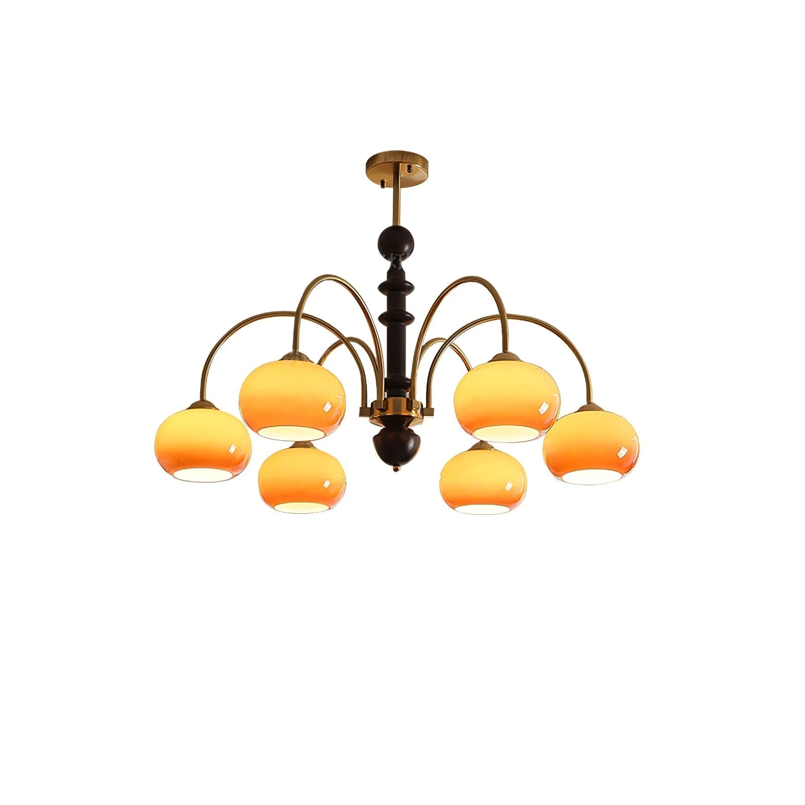 Lustra Chandelier Brass Glass Persimmon Shape - Image 16