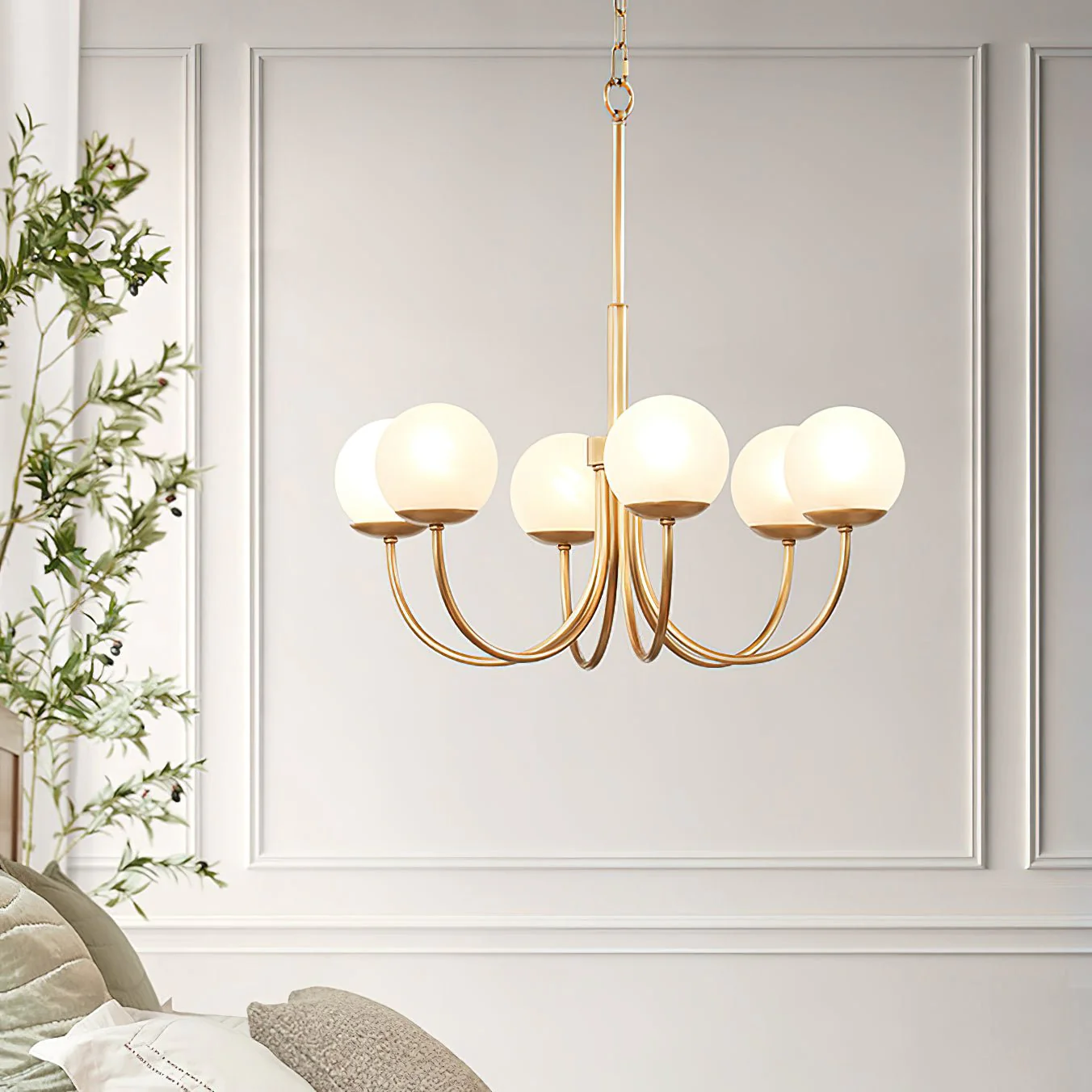 Lustra Chandelier Brass Globe Orillia Elegant - Image 4
