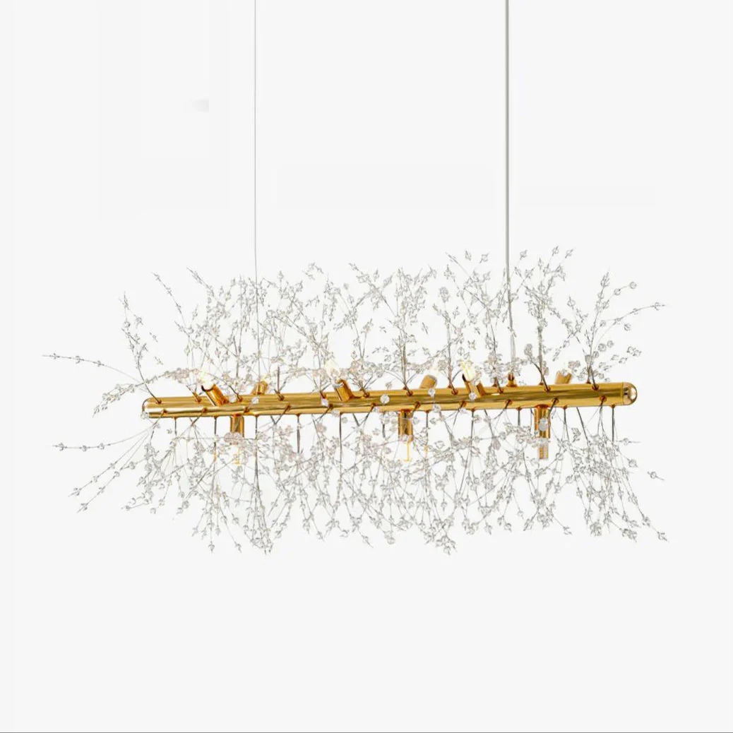 Lustra Chandelier Brass Linear Crystal Branch