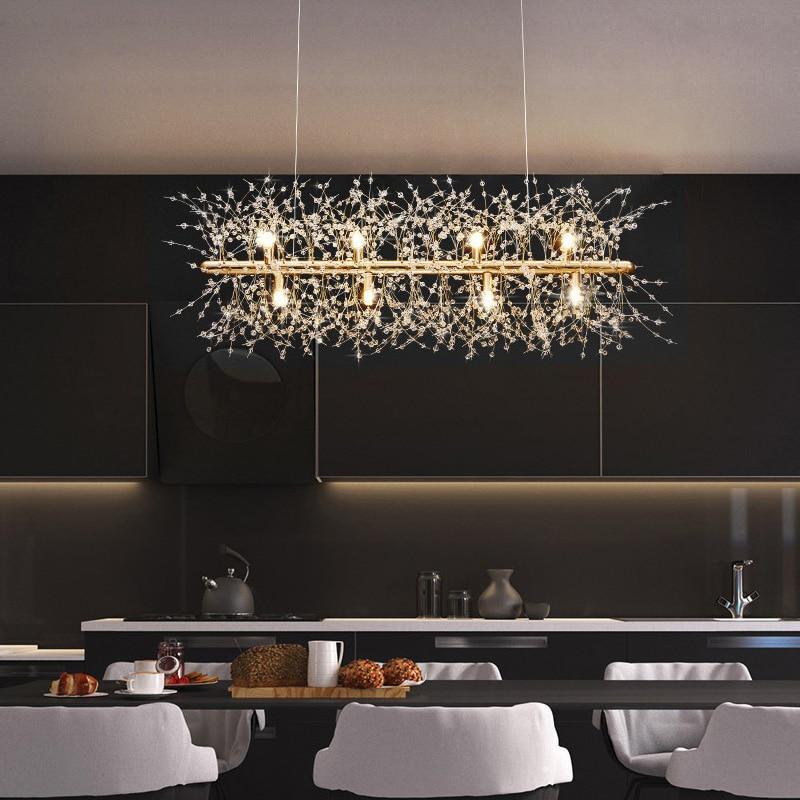 Lustra Chandelier Brass Linear Crystal Branch - Image 10
