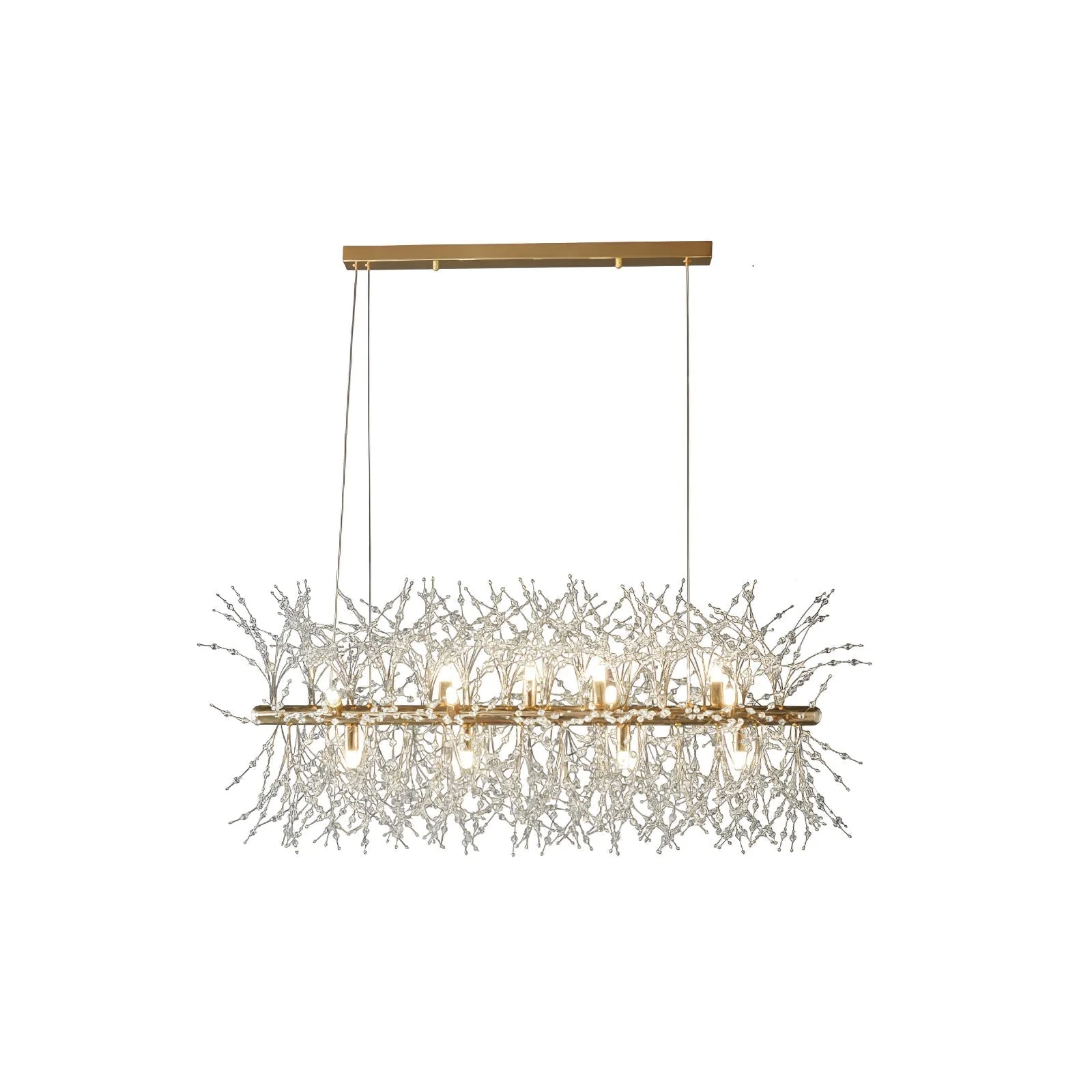 Lustra Chandelier Brass Linear Crystal Branch - Image 17
