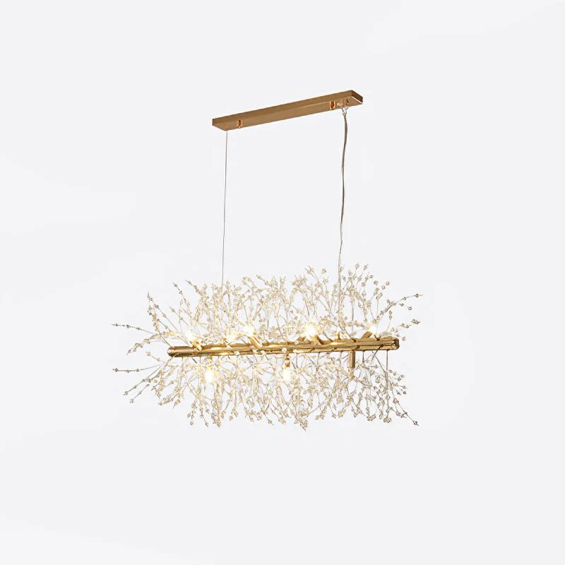 Lustra Chandelier Brass Linear Crystal Branch - Image 19