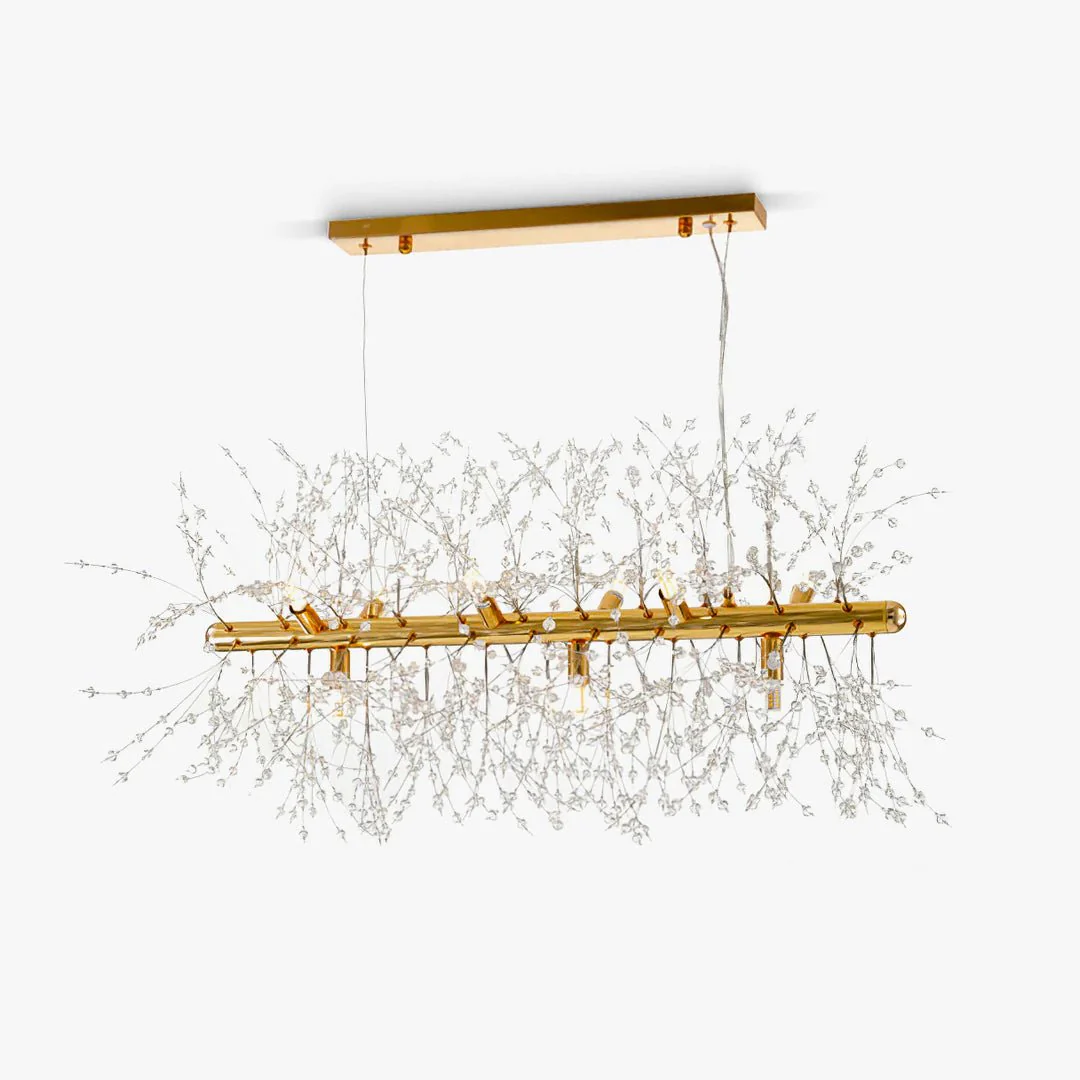 Lustra Chandelier Brass Linear Crystal Branch - Image 29