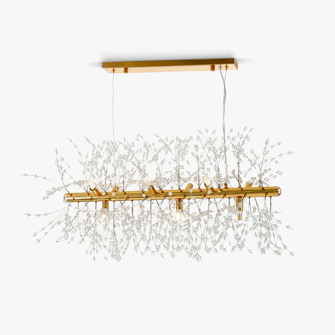 Lustra Chandelier Brass Linear Crystal Branch - Image 30