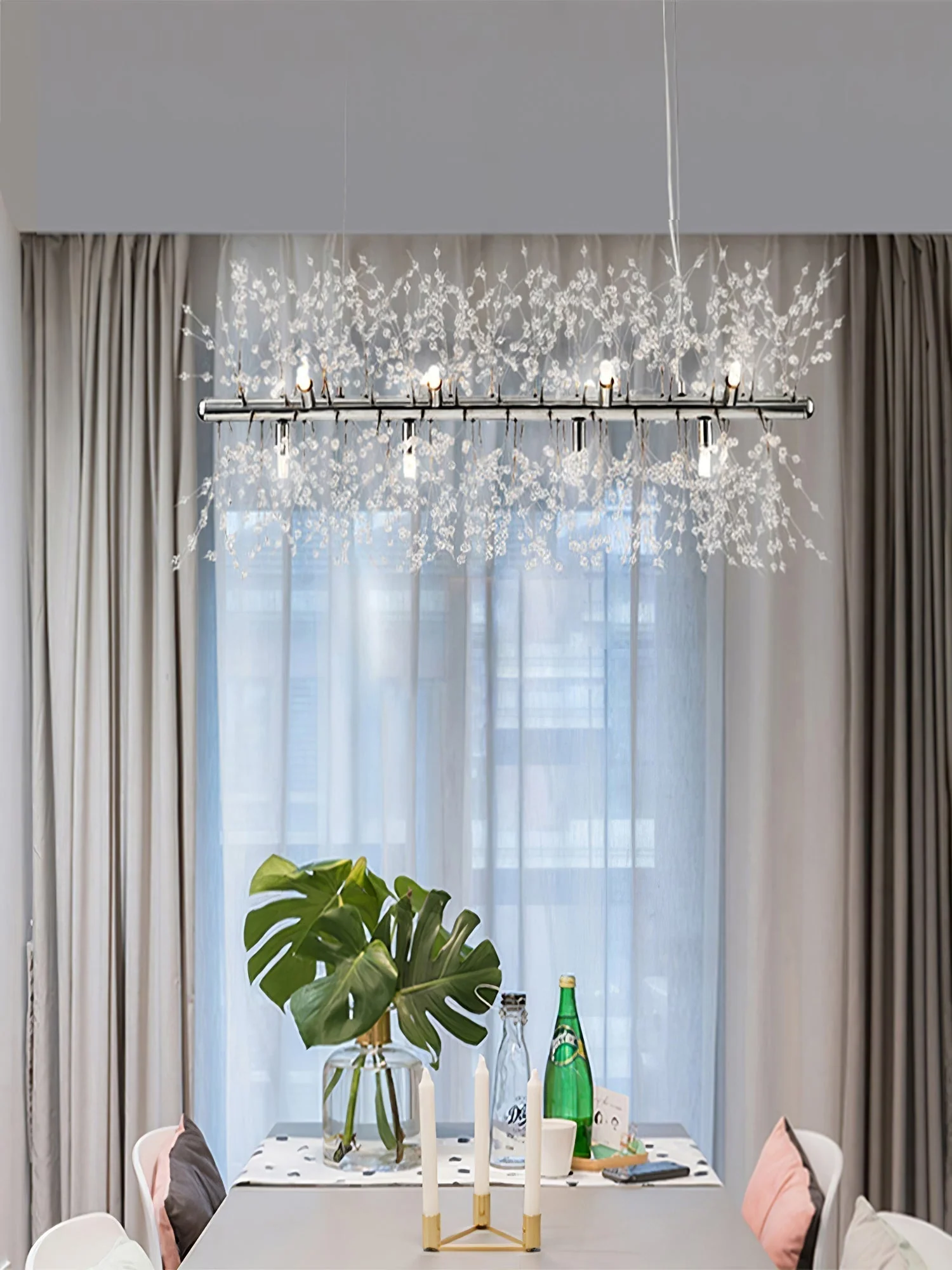 Lustra Chandelier Brass Linear Crystal Branch - Image 37