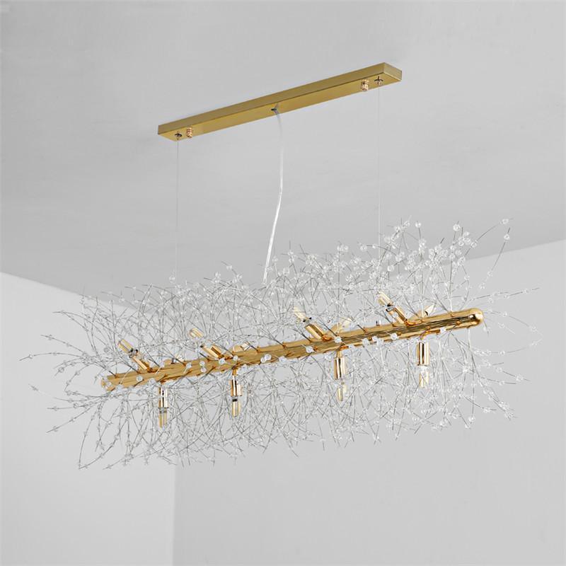 Lustra Chandelier Brass Linear Crystal Branch - Image 40