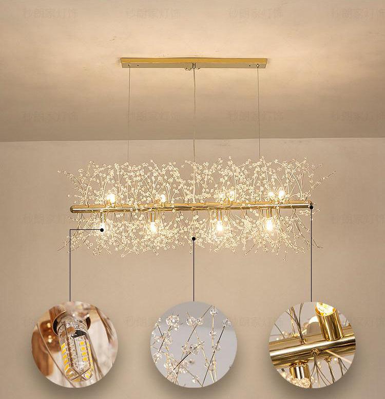 Lustra Chandelier Brass Linear Crystal Branch - Image 45