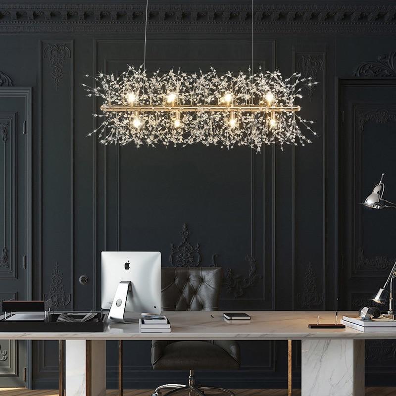 Lustra Chandelier Brass Linear Crystal Branch - Image 9