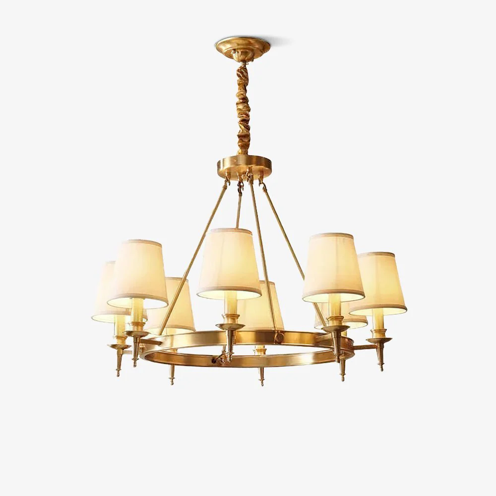 Lustra Chandelier Brass Linen Modern 8-Light - Image 21