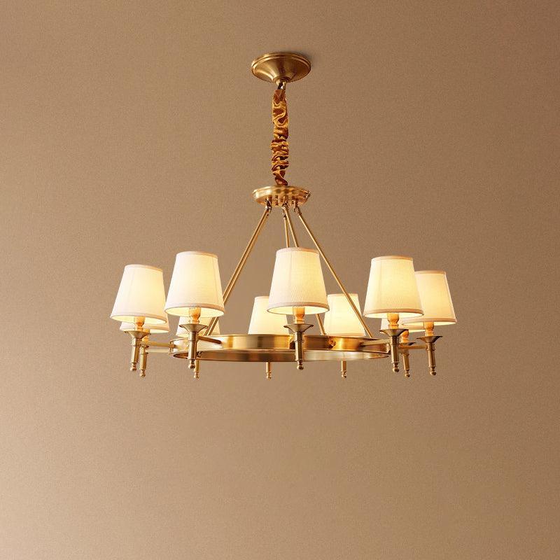 Lustra Chandelier Brass Linen Modern 8-Light - Image 35