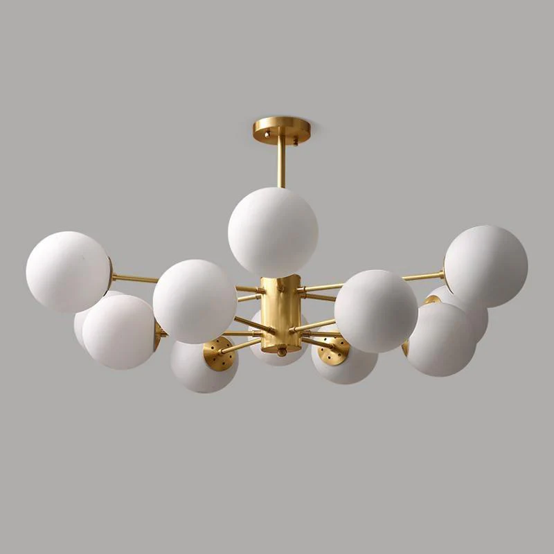 Lustra Chandelier Brass Opal Glass - Image 28