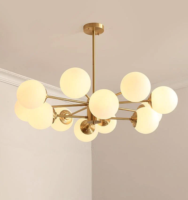 Lustra Chandelier Brass Opal Glass - Image 39