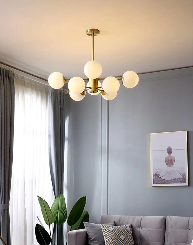 Lustra Chandelier Brass Opal Glass - Image 40