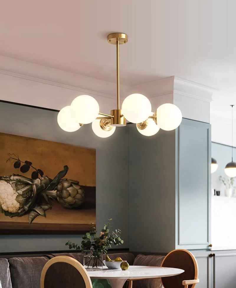 Lustra Chandelier Brass Opal Glass - Image 47