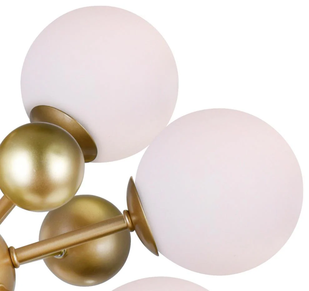 Lustra Chandelier Brass Opal Globe - Image 12