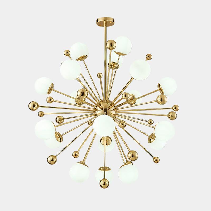 Lustra Chandelier Brass Opal Globe - Image 14