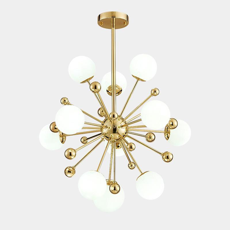 Lustra Chandelier Brass Opal Globe - Image 19