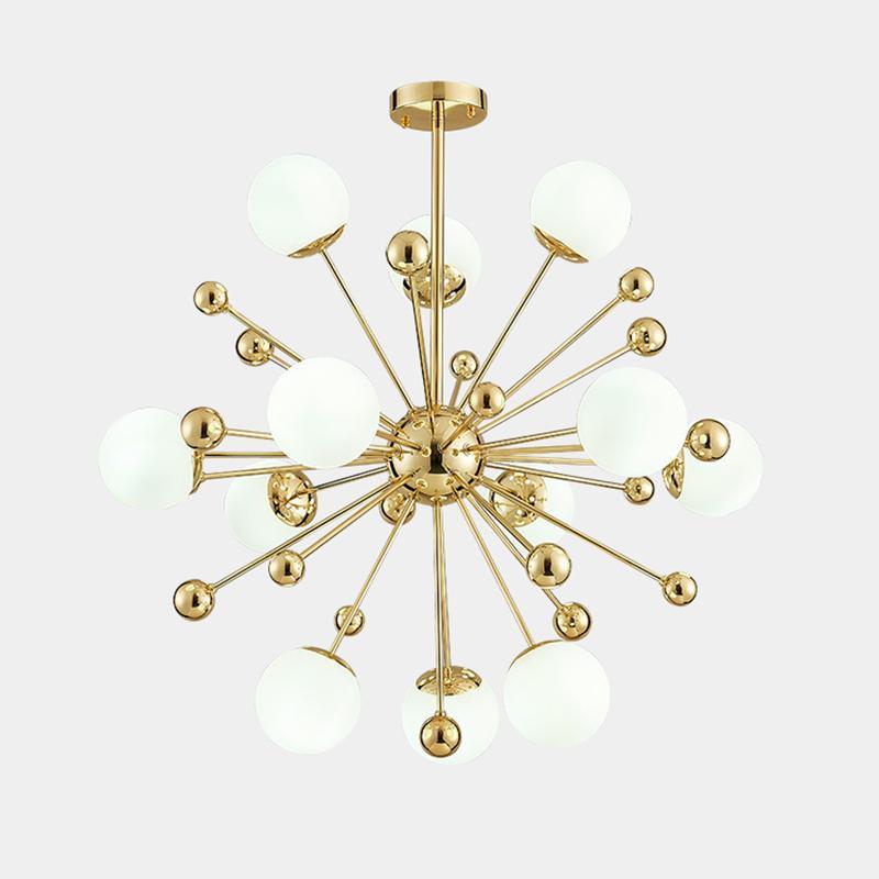 Lustra Chandelier Brass Opal Globe - Image 2