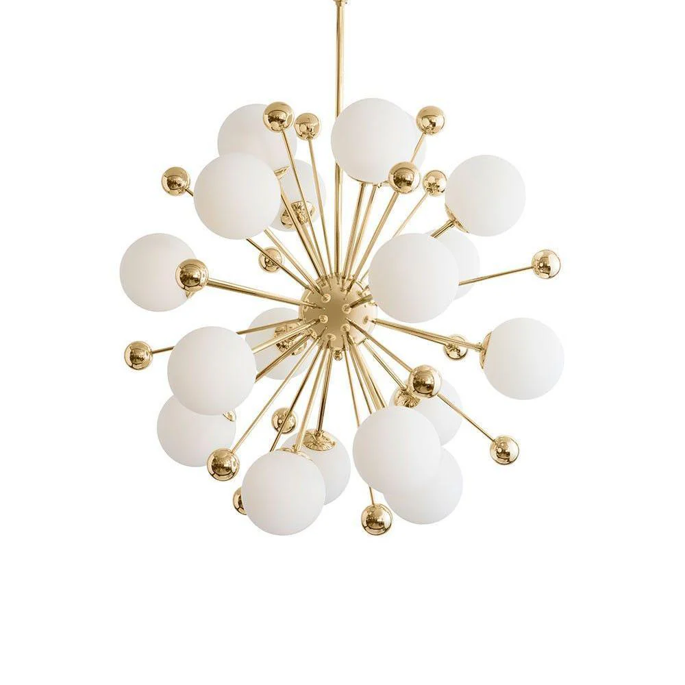 Lustra Chandelier Brass Opal Globe - Image 5