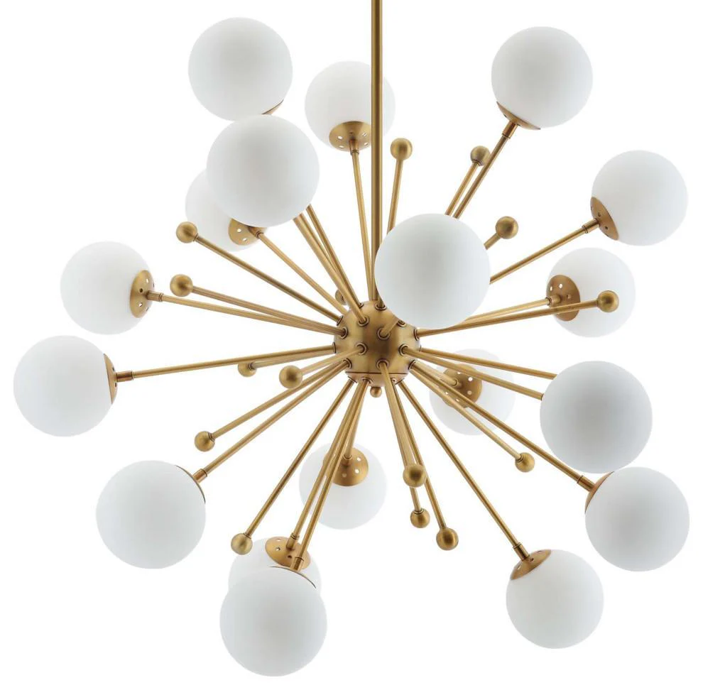 Lustra Chandelier Brass Opal Globe - Image 8
