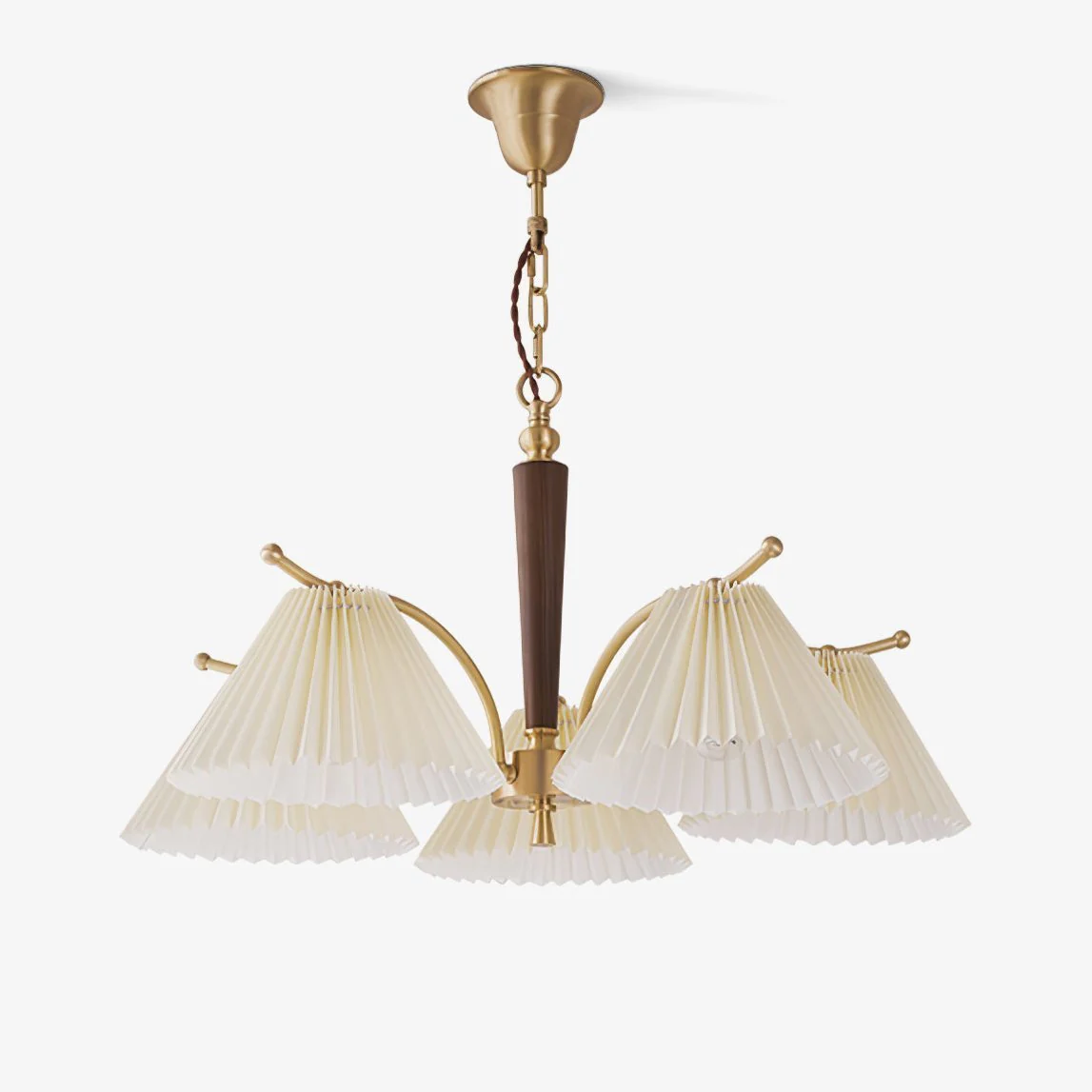 Lustra Chandelier Brass Pleated Shade Classic
