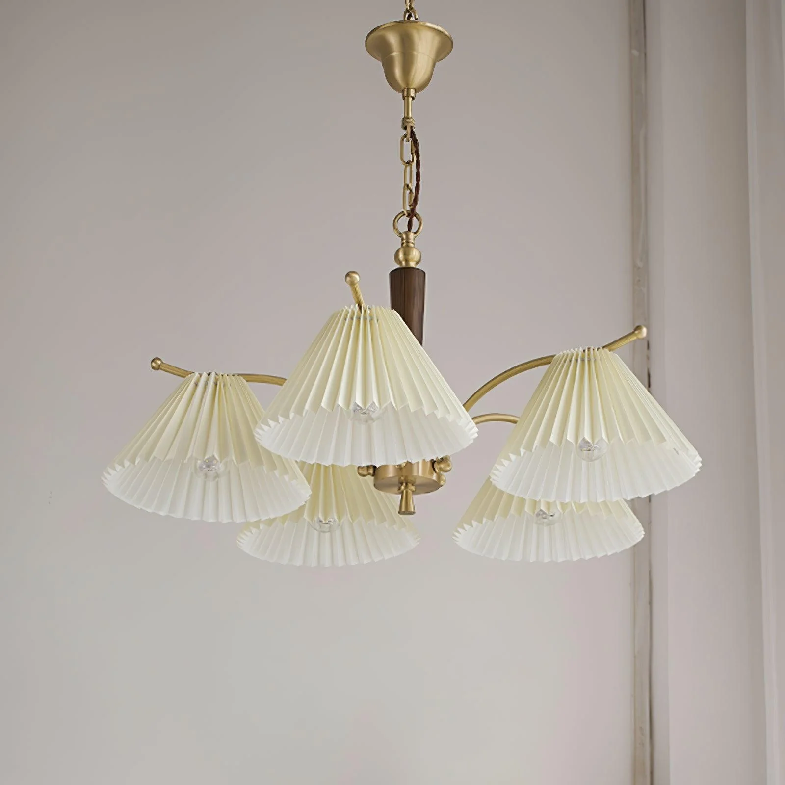 Lustra Chandelier Brass Pleated Shade Classic - Image 10
