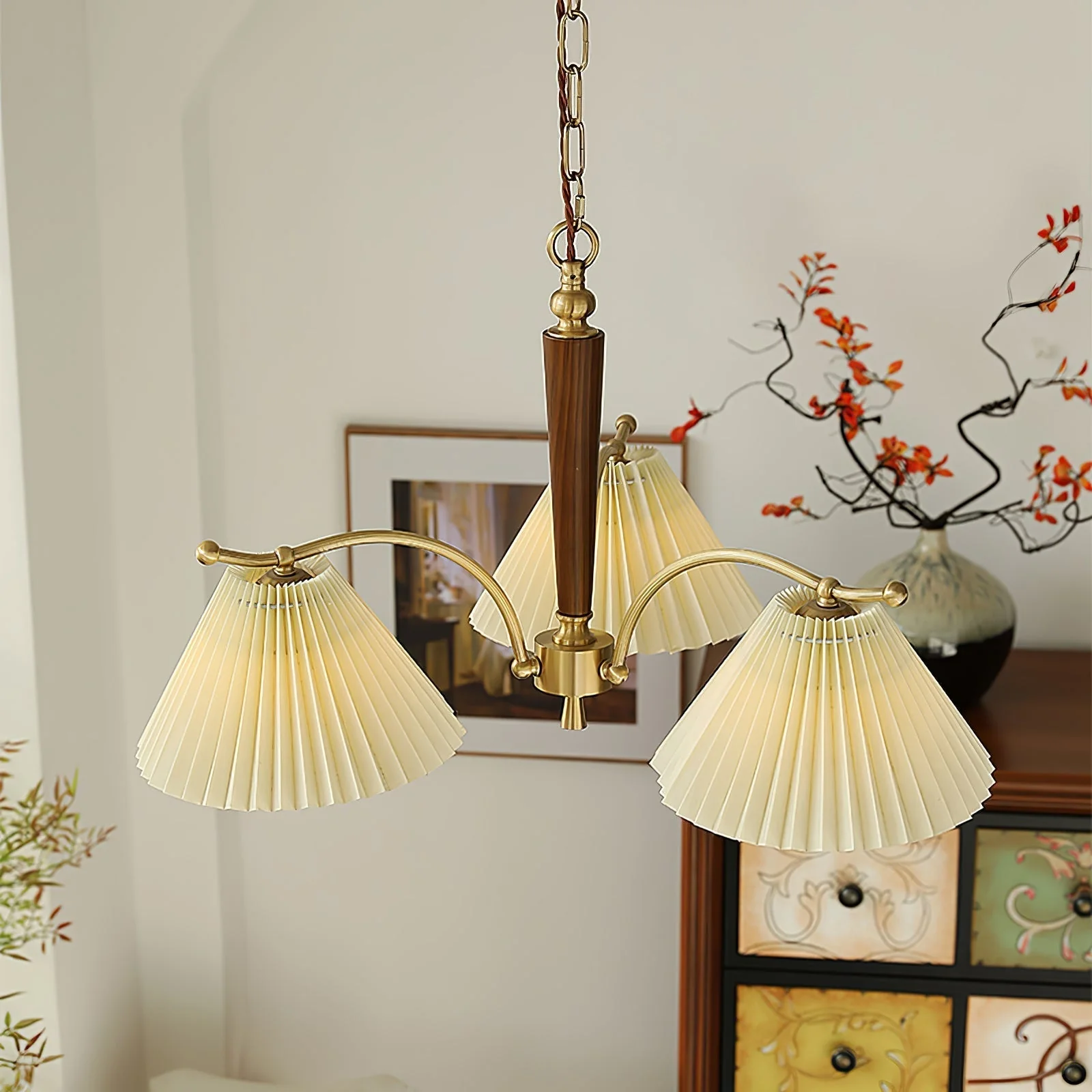 Lustra Chandelier Brass Pleated Shade Classic - Image 20