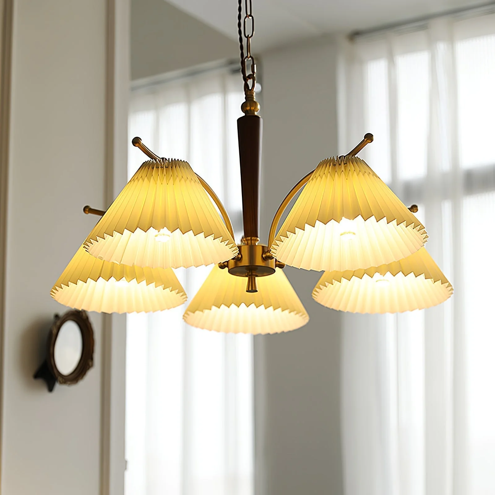 Lustra Chandelier Brass Pleated Shade Classic - Image 24
