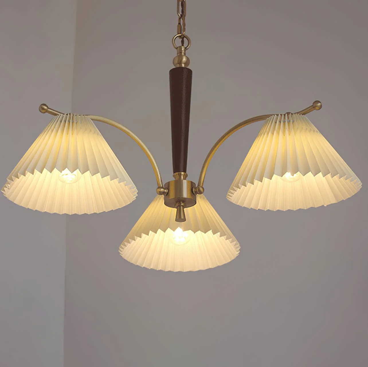 Lustra Chandelier Brass Pleated Shade Classic - Image 27