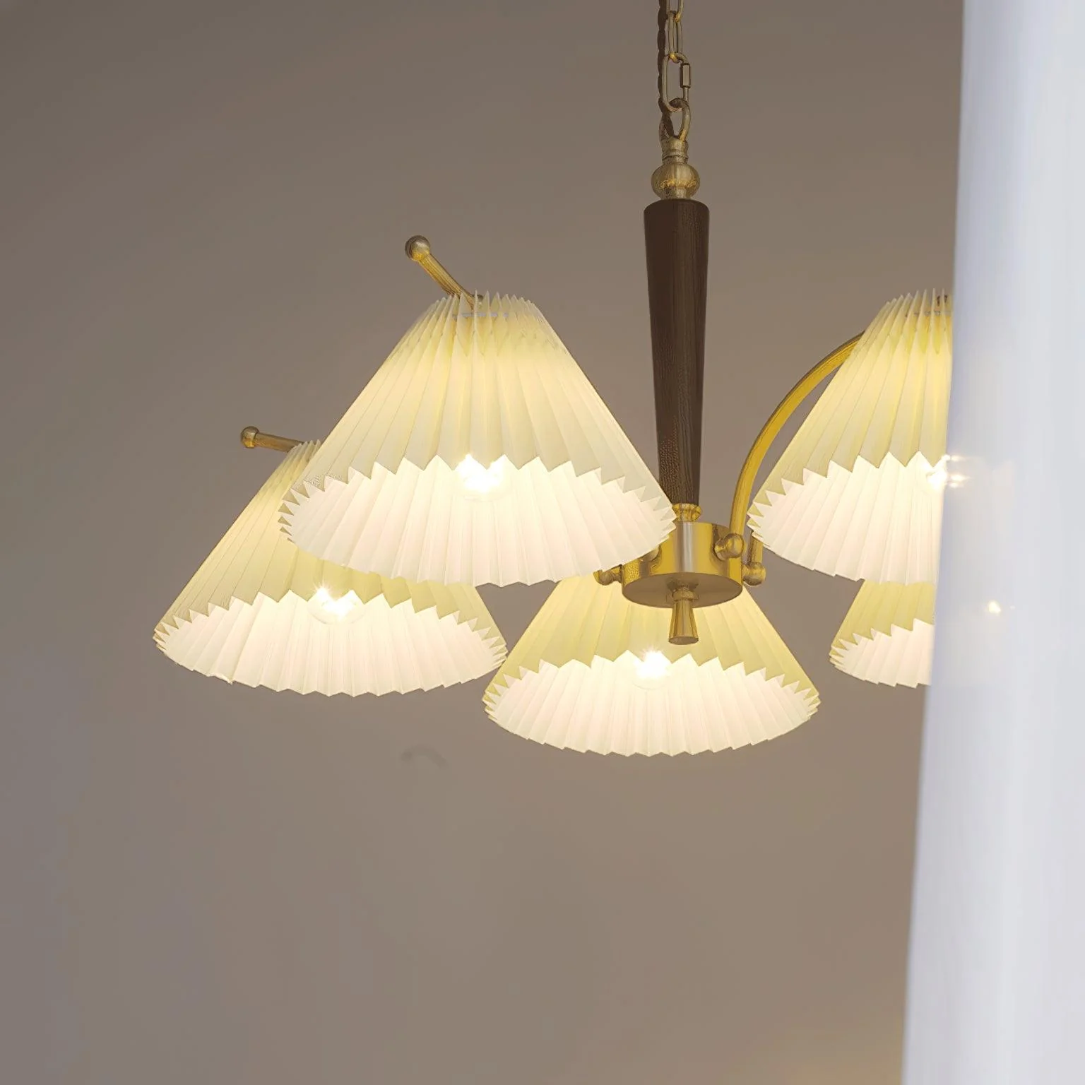 Lustra Chandelier Brass Pleated Shade Classic - Image 31