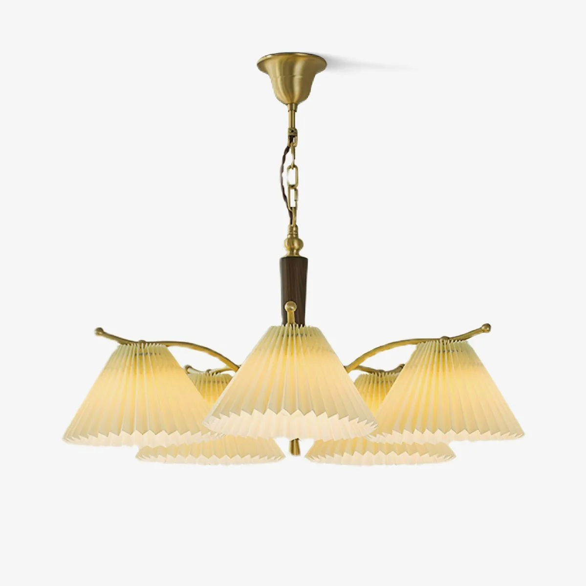 Lustra Chandelier Brass Pleated Shade Classic - Image 5