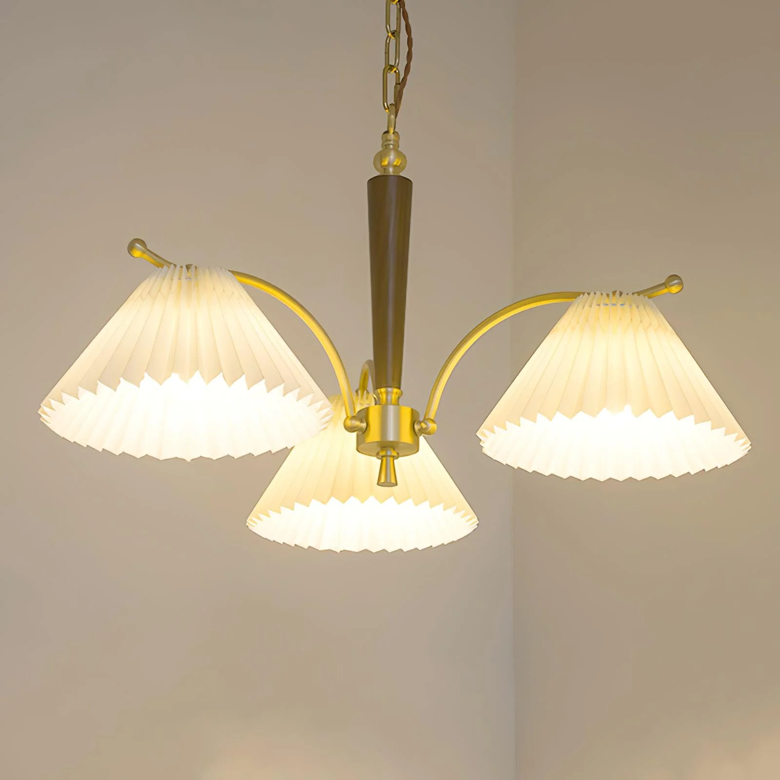 Lustra Chandelier Brass Pleated Shade Classic - Image 6