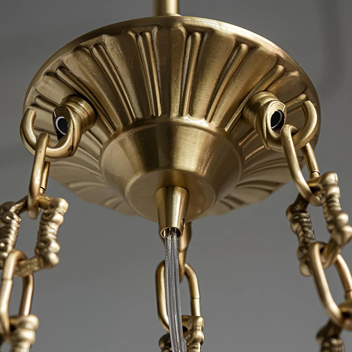Lustra Chandelier Brass Suspension Floral Vintage - Image 10