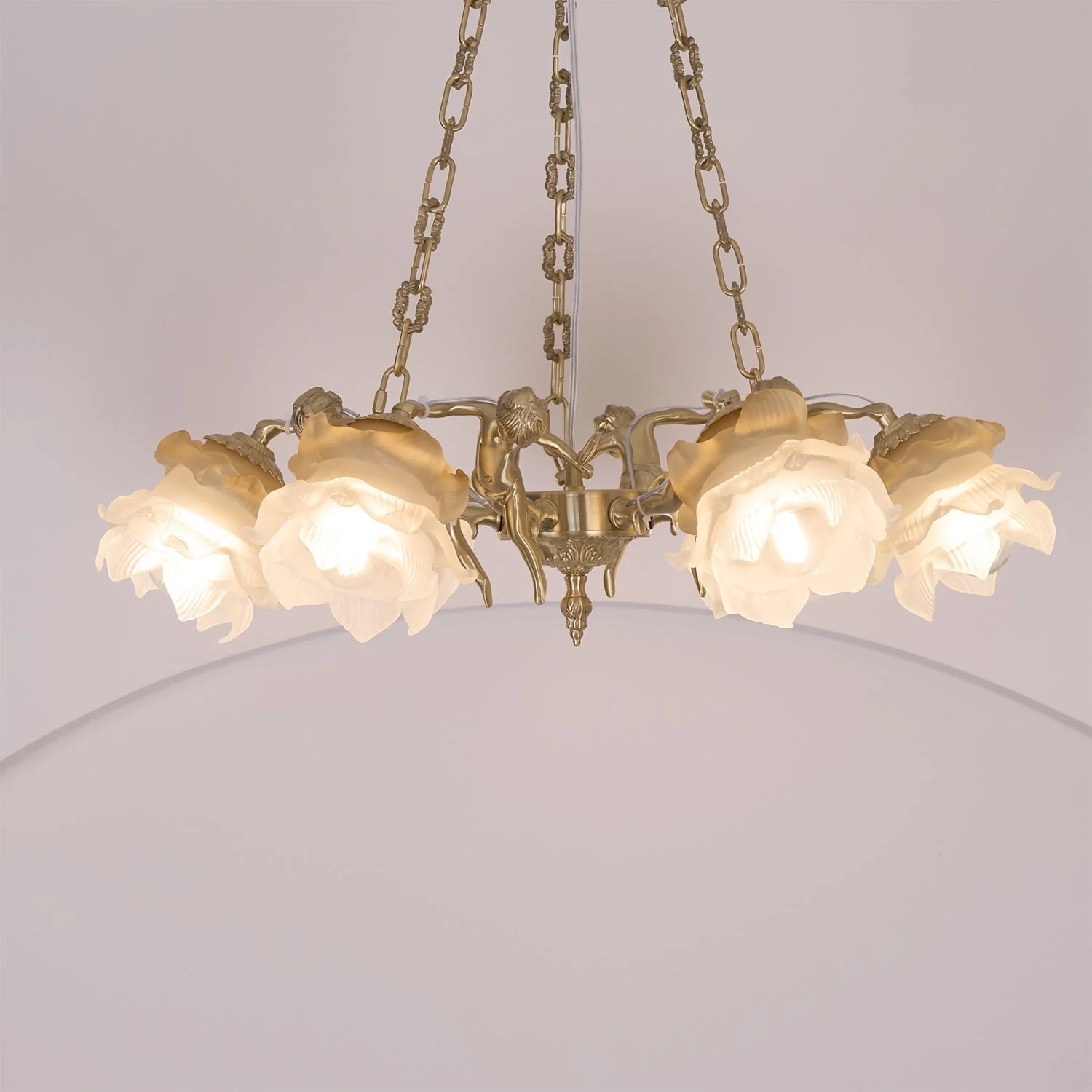 Lustra Chandelier Brass Suspension Floral Vintage - Image 24