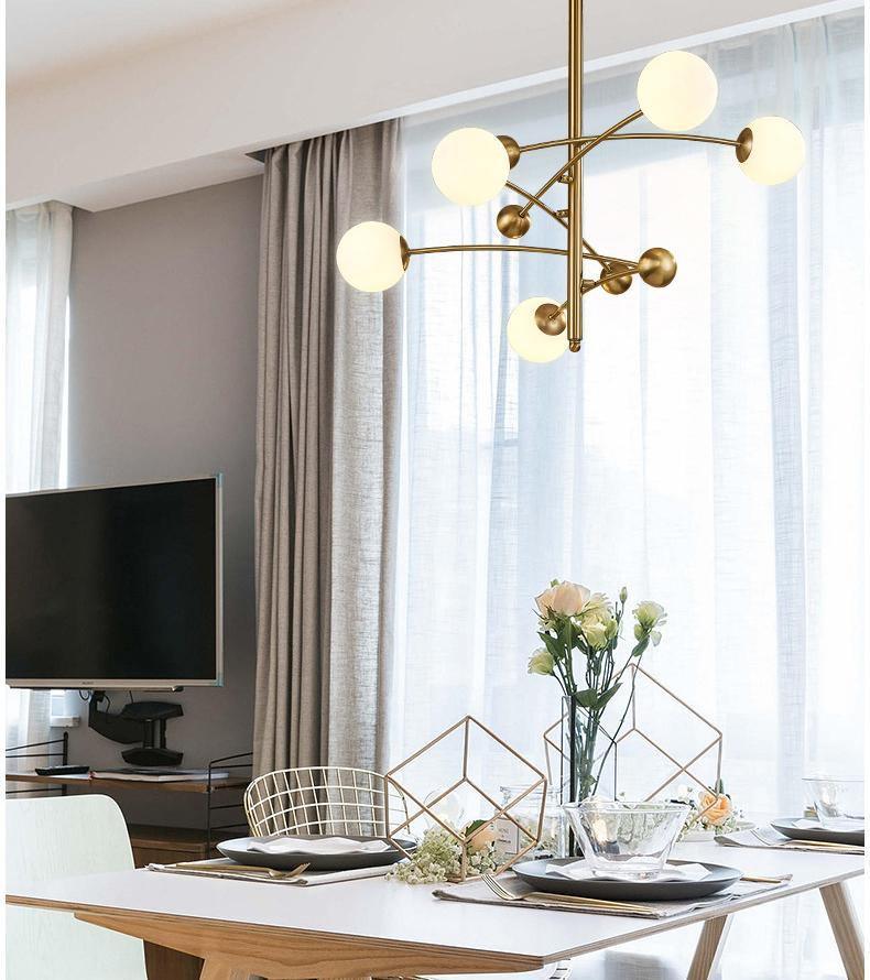 Lustra Chandelier Brass Vertical Beam Globe - Image 12
