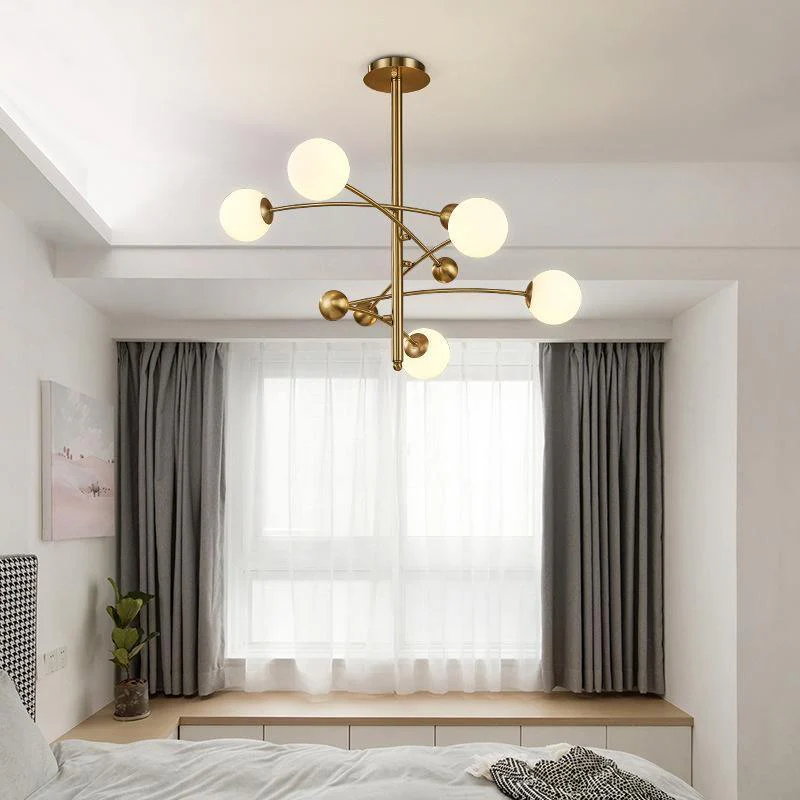 Lustra Chandelier Brass Vertical Beam Globe - Image 17
