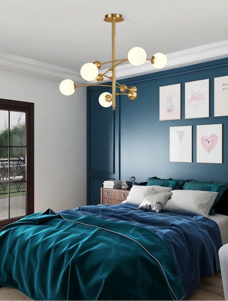 Lustra Chandelier Brass Vertical Beam Globe - Image 18
