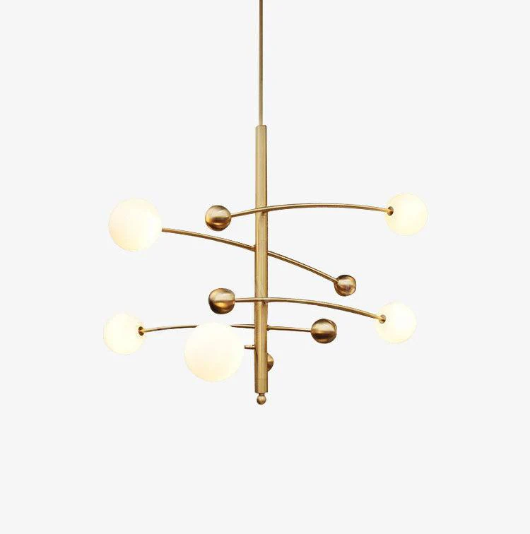 Lustra Chandelier Brass Vertical Beam Globe - Image 2
