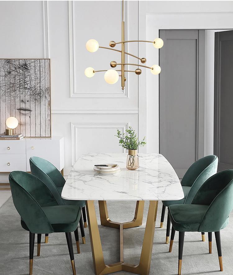 Lustra Chandelier Brass Vertical Beam Globe - Image 23
