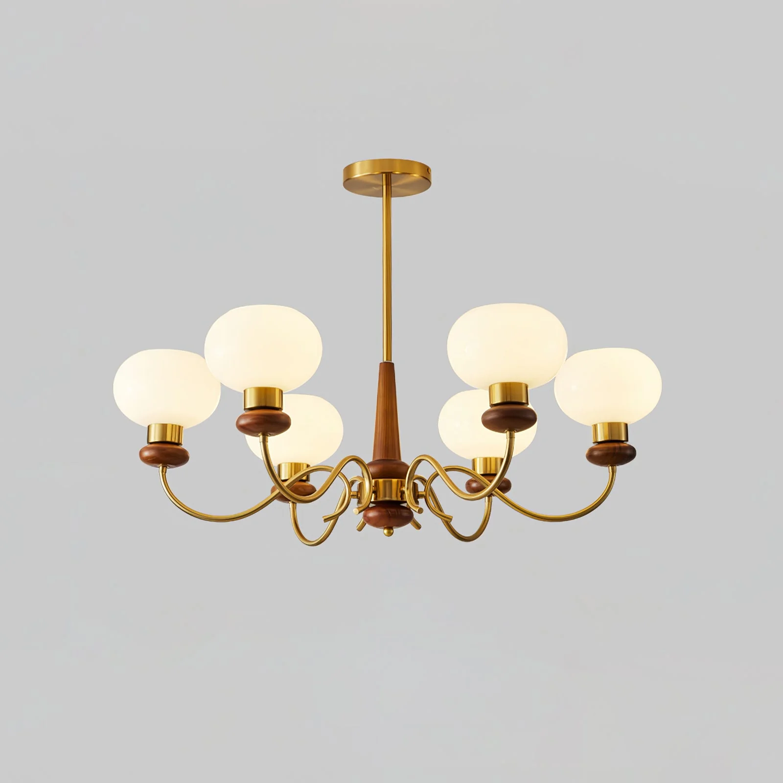 Lustra Chandelier Brass Wood Globe Classic - Image 11