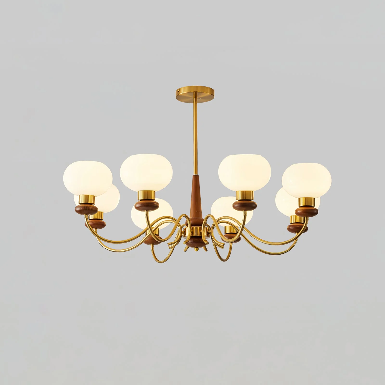 Lustra Chandelier Brass Wood Globe Classic - Image 13