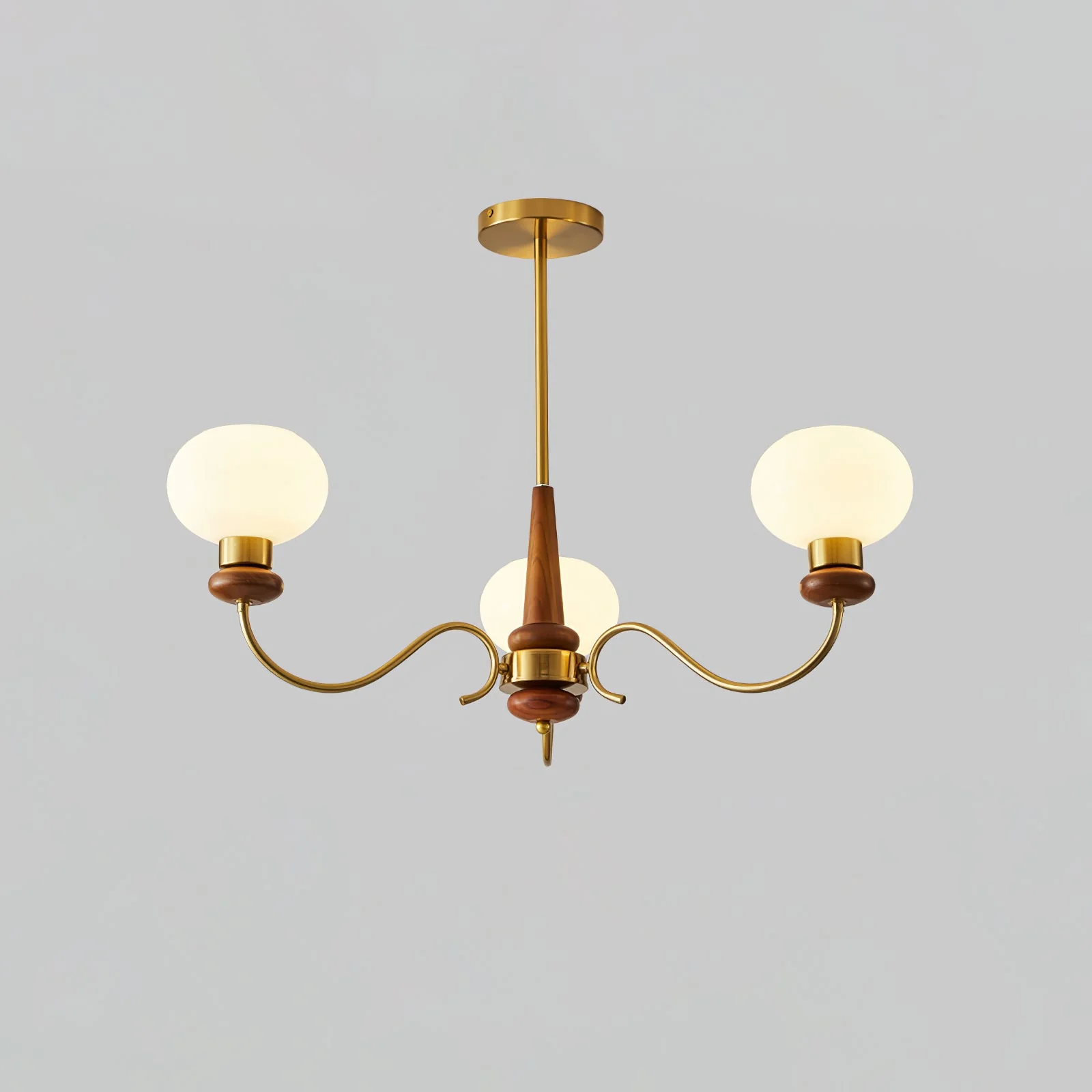 Lustra Chandelier Brass Wood Globe Classic - Image 7