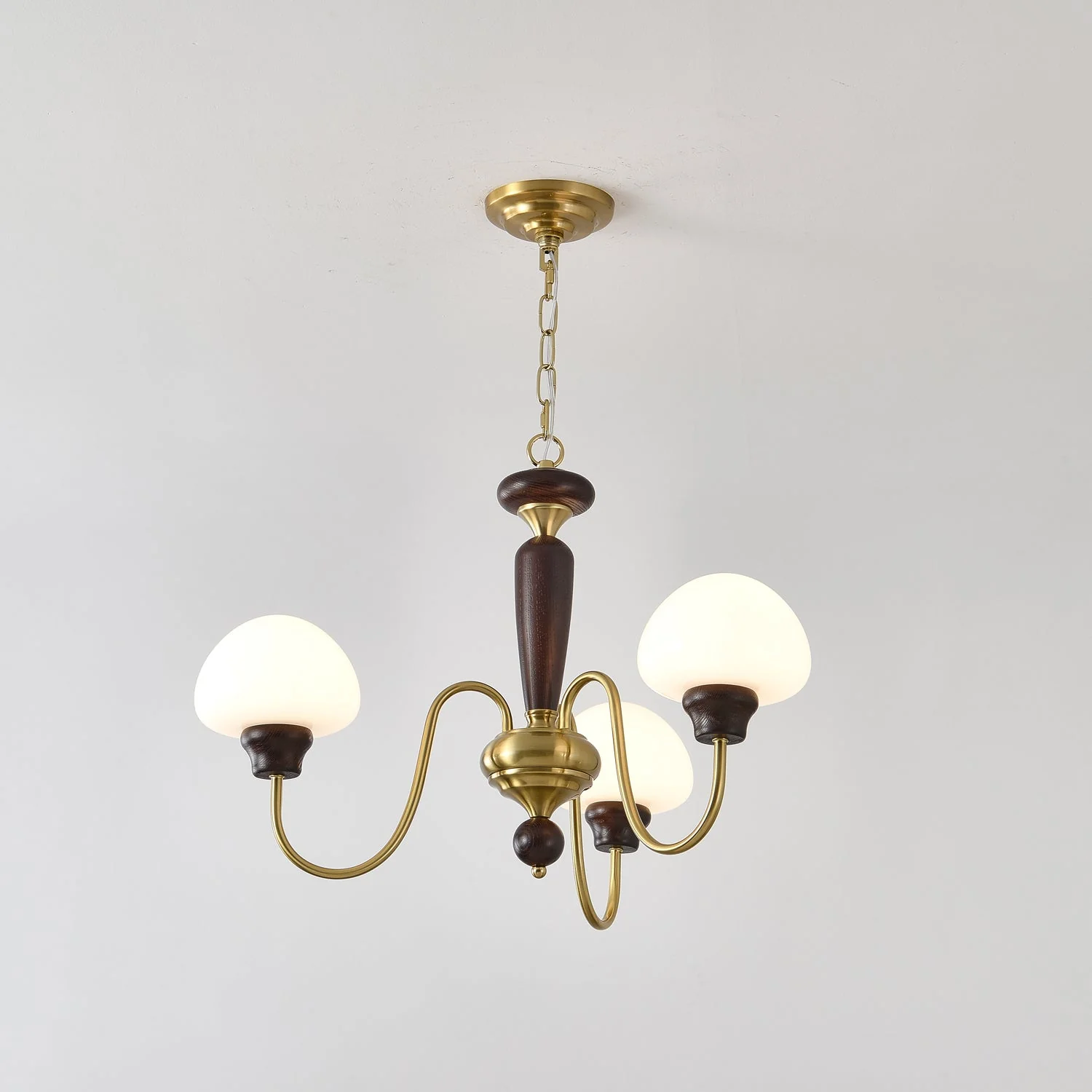 Lustra Chandelier Brass Wood Mushroom Classic - Image 10