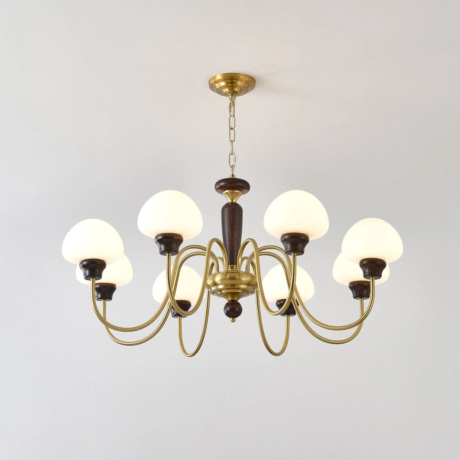 Lustra Chandelier Brass Wood Mushroom Classic - Image 11