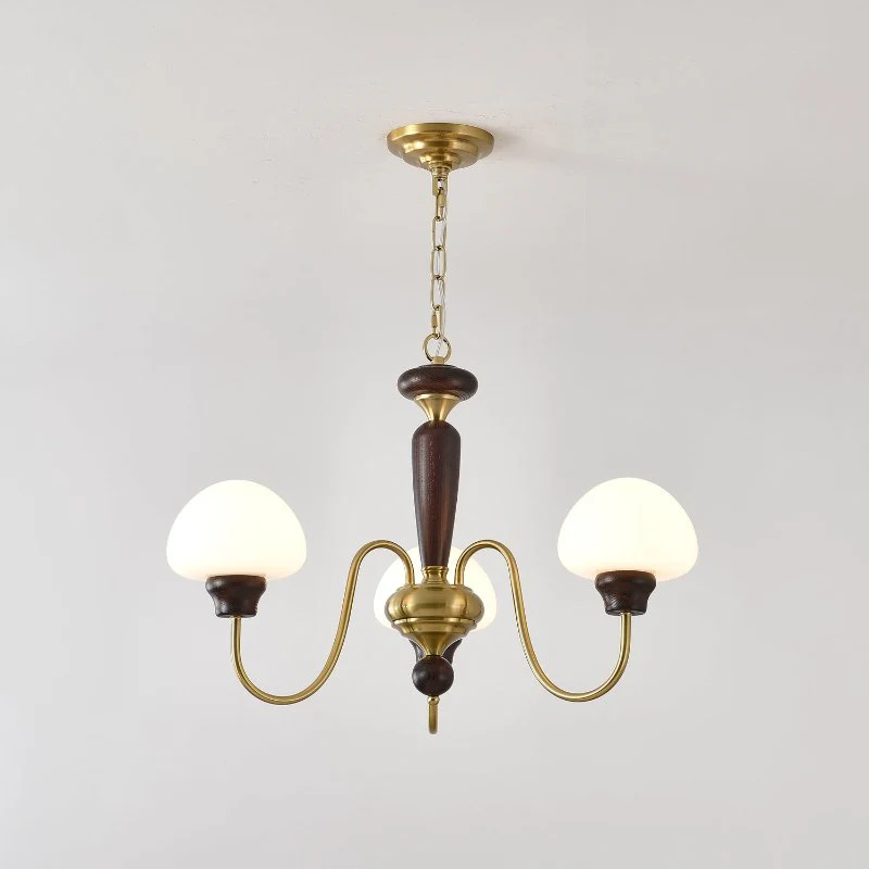 Lustra Chandelier Brass Wood Mushroom Classic - Image 13