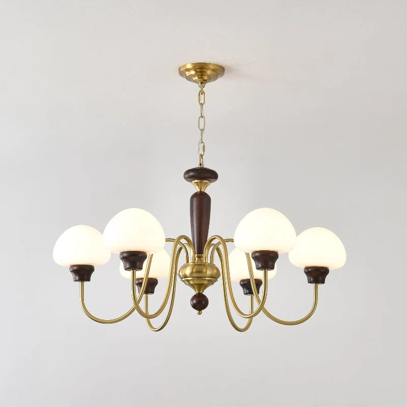 Lustra Chandelier Brass Wood Mushroom Classic - Image 14