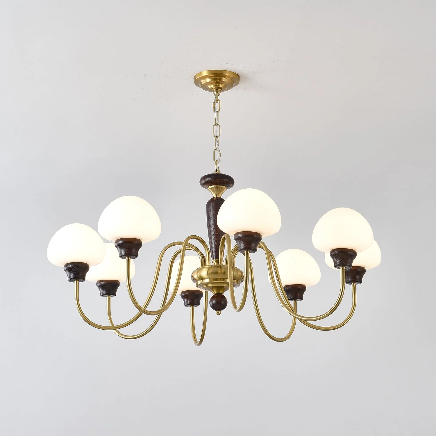 Lustra Chandelier Brass Wood Mushroom Classic - Image 19